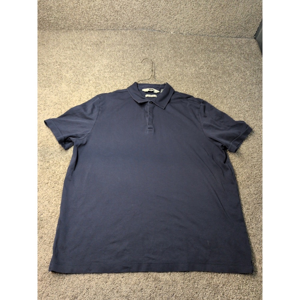 Joseph Abboud Liquid Soft Polo Shirt Mens XL Navy Blue Cotton Short Sleeve Solid
